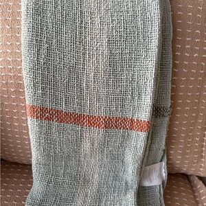 West Elm Textured Knit Throw in Light Teal, Gray & Orange